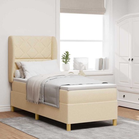 vidaXL Letto con Rete a Molle e Materasso Crema 80x200 cm Tessuto