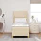 vidaXL Letto con Rete a Molle e Materasso Crema 80x200 cm Tessuto