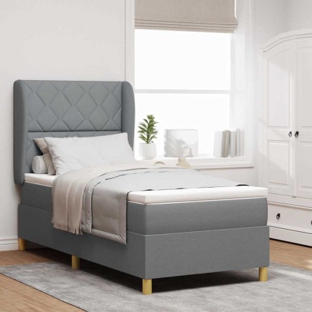 letto Box Spring vidaXL con materasso - Grigio chiaro - 90x200 cm in tessuto