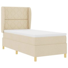 vidaXL Letto a Box Con Materasso Crema 90x200 cm Tessuto