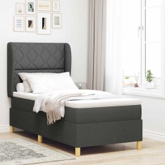 Letto con Box Spring e Materasso vidaXL Grigio Scuro 100x200 cm Tessuto