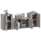 Set Mobili Porta TV 3 pz Grigio Sonoma in Legno Multistrato Set Mobili Porta TV 3 pz Grigio Sonoma in Legno Multistrato