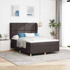 vidaXL Letto a Molle con Materasso Marrone Scuro 140x190 cm Tessuto