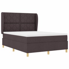 vidaXL Letto a Molle con Materasso Marrone Scuro 140x190 cm Tessuto
