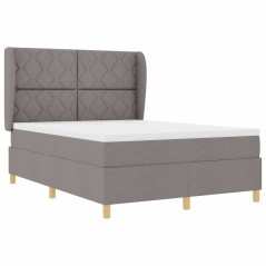Letto a Molla Box con Materasso Tortora 140x190 cm Tessuto