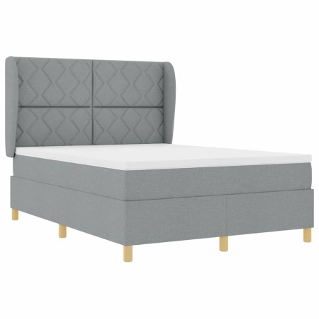 Letto a molle con materasso vidaXL Grigio chiaro 140x200 cm Tessuto
