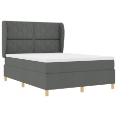 vidaXL Letto a Rete con Materasso Grigio Scuro 140x200 cm Tessuto