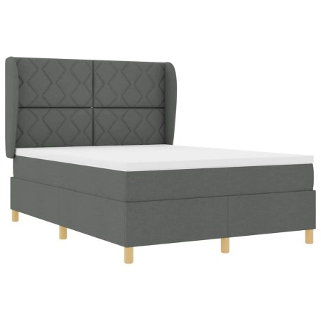 vidaXL Letto a Rete con Materasso Grigio Scuro 140x200 cm Tessuto