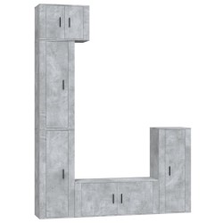 Set di Mobili Porta TV 5 pz Grigio Cemento in Legno Multistrato
