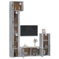Set di Mobili Porta TV 5 pz Grigio Cemento in Legno Multistrato