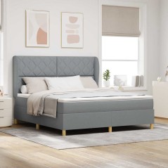 letto a molle vitaXL con materasso grigio chiaro 180x200 cm in tessuto