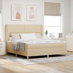 vidaXL Letto Box Spring con Materasso Crema 180x200 cm Tessuto
