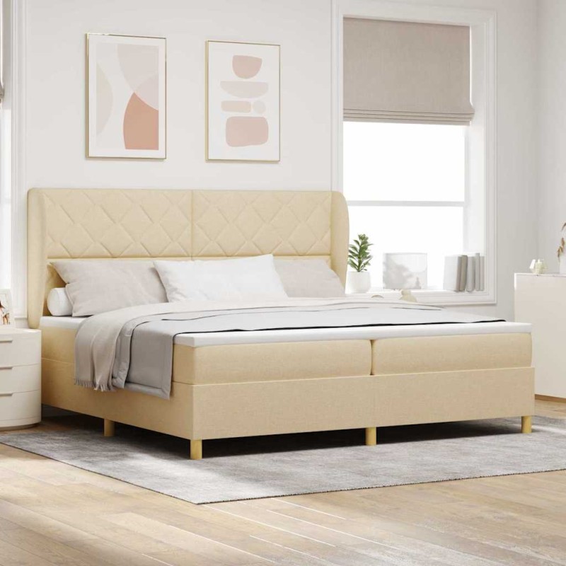 vidaXL Letto Box Spring Crema con Materasso 200x200 cm Tessuto vidaXL Letto Box Spring Crema con Materasso 200x200 cm Tessuto