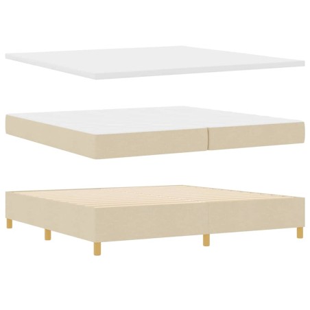 vidaXL Letto Box Spring Crema con Materasso 200x200 cm Tessuto