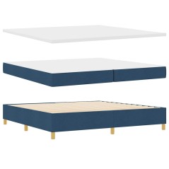 Letto a Box Spring vidaXL con Materasso - Blu, 200x200 cm, Tessuto