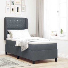 vidaXL Letto con molle e materasso grigio scuro, 80x200 cm, in velluto