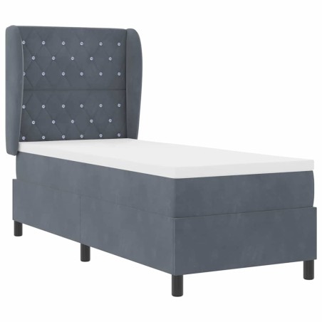 vidaXL Letto con molle e materasso grigio scuro, 80x200 cm, in velluto
