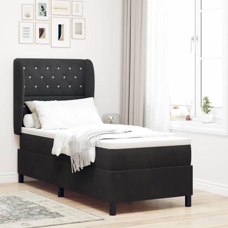 vidaXL Letto con molle e materasso nero, 80x200 cm in velluto
