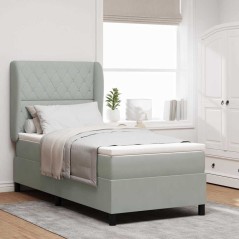 vidaXL Letto con Molle e Materasso Grigio Chiaro 90x190 cm in Velluto