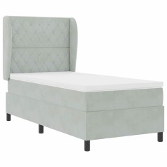 vidaXL Letto con Molle e Materasso Grigio Chiaro 90x190 cm in Velluto