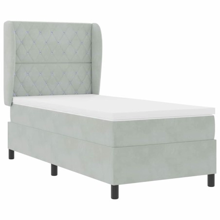 vidaXL Letto con Molle e Materasso Grigio Chiaro 90x190 cm in Velluto