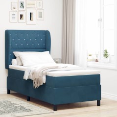 vidaXL Letto con molle e materasso blu scuro 90x190 cm in velluto