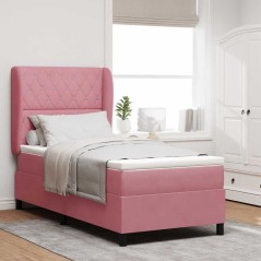 vidaXL Letto con molle e materasso rosa 90x190 cm in velluto