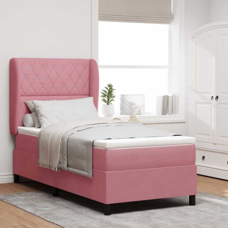 vidaXL Letto con molle e materasso rosa 90x190 cm in velluto