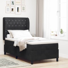 vidaXL Letto con Molle e Materasso Nero 100x200 cm in Velluto