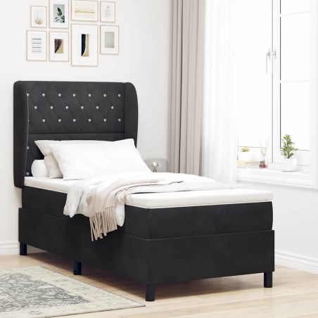 vidaXL Letto con Molle e Materasso Nero 100x200 cm in Velluto