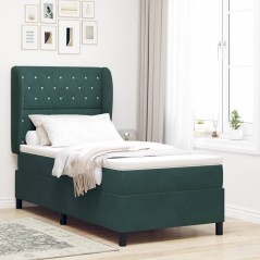 vidaXL Letto con molle e materasso verde scuro 100x200 cm in velluto