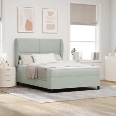 vidaXL Letto a molle con materasso grigio chiaro 140x190 cm in velluto