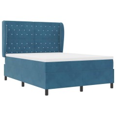 vidaXL Letto a molle con materasso blu scuro 140x190 cm in velluto