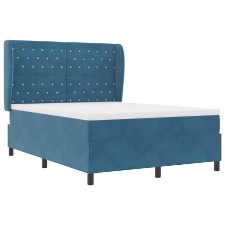 vidaXL Letto a molle con materasso blu scuro 140x190 cm in velluto