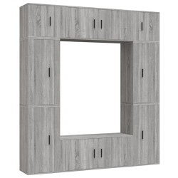 Set Mobili Porta TV 8pz Grigio Sonoma in Legno Multistrato