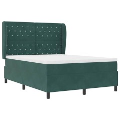 vidaXL Letto con molle e materasso verde scuro 140x200 cm in velluto