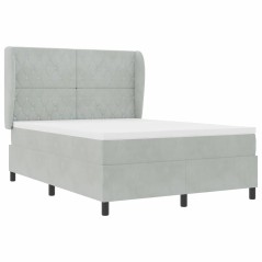 vidaXL Letto con molle e materasso grigio chiaro 160x200 cm in velluto