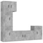 Set di Mobili Porta TV 5 pz Grigio Cemento in Legno Multistrato Set di Mobili Porta TV 5 pz Grigio Cemento in Legno Multistrato