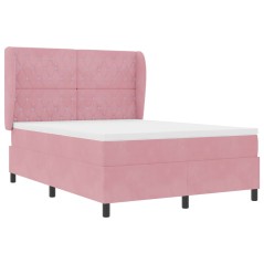 vidaXL Letto con molle e materasso rosa, 160x200 cm, in velluto