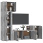 Set di Mobili Porta TV 5 pz Grigio Cemento in Legno Multistrato Set di Mobili Porta TV 5 pz Grigio Cemento in Legno Multistrato
