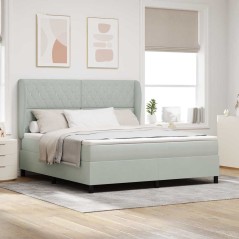 vidaXL Letto con molle e materasso - Grigio chiaro, 180 x 200 cm, in velluto