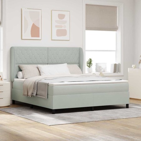 vidaXL Letto con molle e materasso - Grigio chiaro, 180 x 200 cm, in velluto