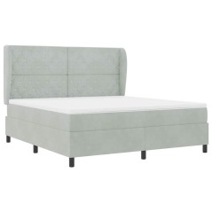 vidaXL Letto con molle e materasso - Grigio chiaro, 180 x 200 cm, in velluto