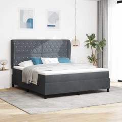 vidaXL Letto con molla e materasso grigio scuro 180x200 cm in velluto