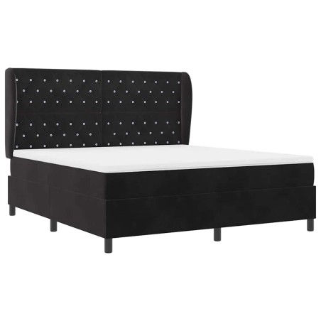 vidaXL Letto con molle e materasso nero 180x200 cm in velluto