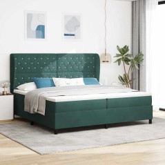 vidaXL Letto con molle e materasso verde scuro 200x200 cm in velluto.