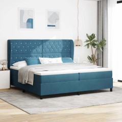 vidaXL Letto Box Spring con Materasso Blu Scuro 200x200 cm in Velluto