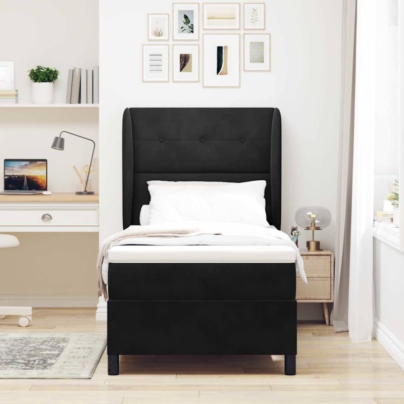 vidaXL Letto Box Spring con materasso nero 80x200 cm in velluto