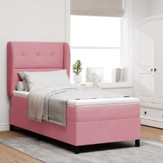 vidaXL Letto con molle e materasso rosa 90x190 cm in velluto
