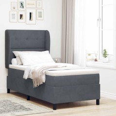 vidaXL Letto con molle e materasso grigio scuro 100x200 cm in velluto